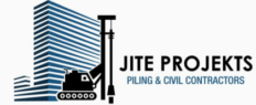 JITE Projekts piling and civil contractors company logo with construction equipment and building design